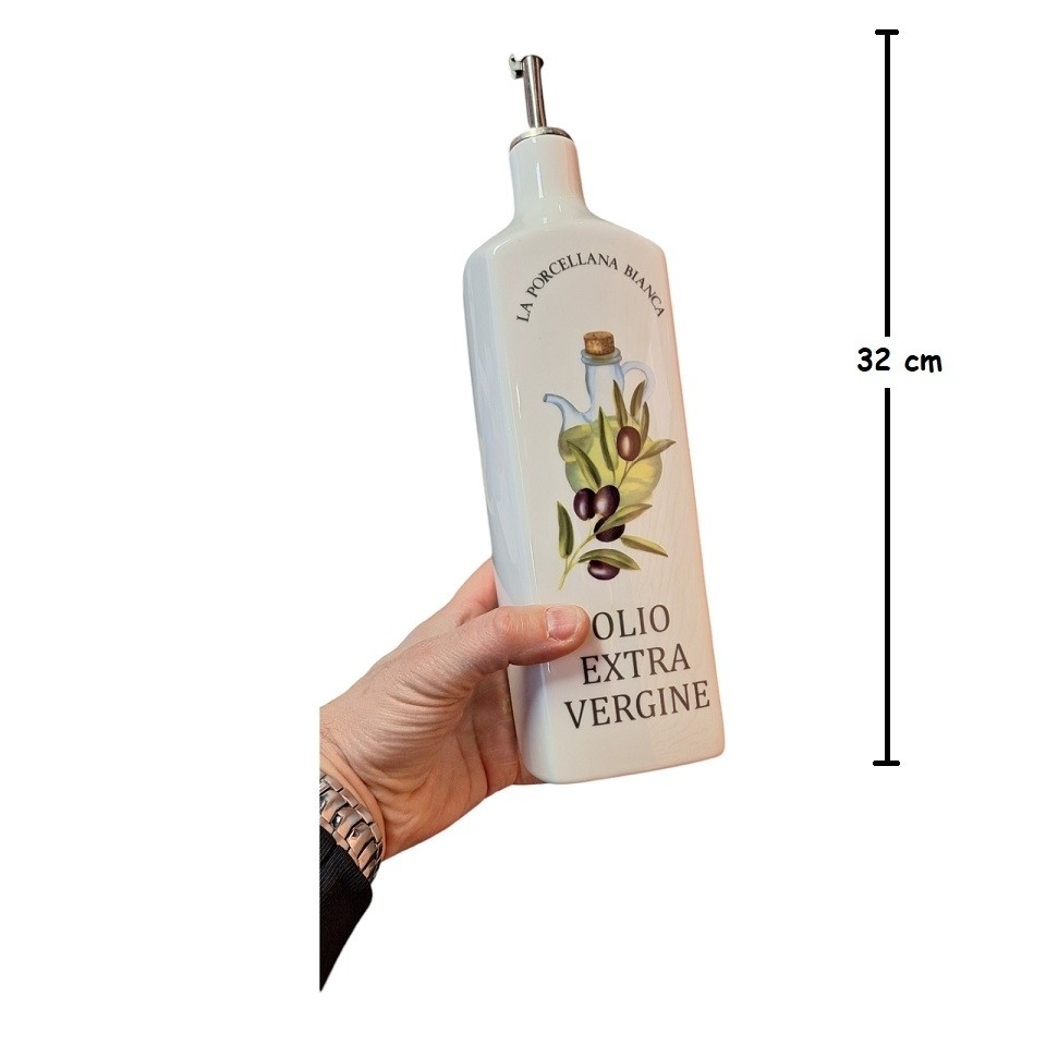 Acquista online White porcelain 4-piece set Large oil bottle, vinegar bottle, salt and pepper Thun